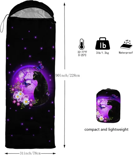 Vista 3 de Axolotl Saco de Dormir de Unicornio para Niños y Niñas – Sacos de Dormir Ligeros Cálidos para Clima Frío, Saco de Dormir Portátil Impermeable