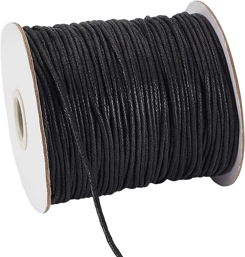 Vista 9 de PH PandaHall Cordón encerado de 0.020 in, cordón de algodón encerado de 200 yardas, hilo encerado negro, cuerda encerada para manualidades, pulsera