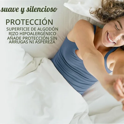 Vista 3 de Beckham Hotel Collection Protector de colchón: mezcla de algodón de grado hotelero, protección impermeable silenciosa, diseño de bajo perfil que