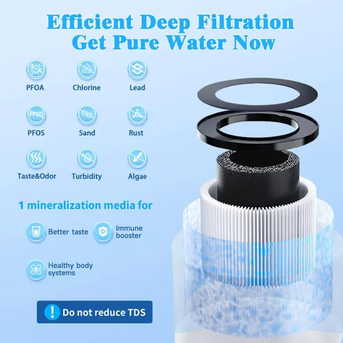 Vista 3 de Vortopt Q1 - Sistema de filtro de agua para debajo del fregadero, reduce el cloro, el plomo, el mal sabor y el olor, filtro de agua para debajo