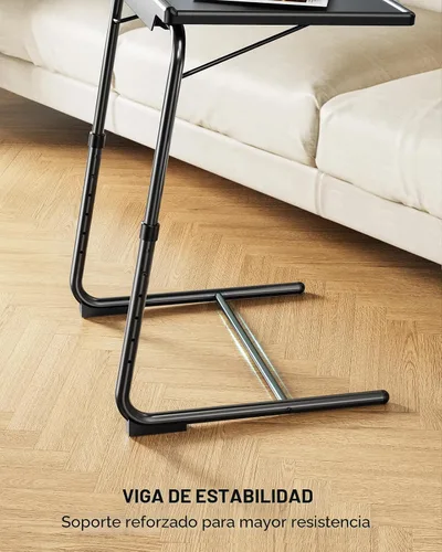 Vista 7 de LORYERGO Bandeja para TV - Mesa para TV, Bandejas de Mesa Plegables, con 6 Alturas y 3 Ángulos de Inclinación, Bandeja para TV con Portavasos