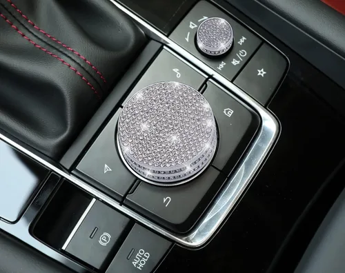 Vista 7 de CONGCONG Para Mazda Accessories AC Button Bling Crystal Accesorio Cubierta de perilla interior compatible con Mazda 3/Mazda 6/CX-5/CX-9