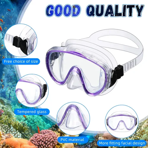Vista 3 de 4 Pack Adult Swim Goggles with Nose Cover and Earplugs, Anti Fog Tempered Glass Diving Mask, Wide View Waterproof Snorkeling Goggles for Men Women