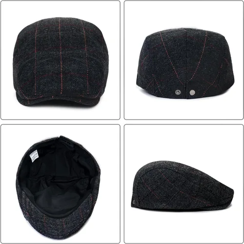 Vista 5 de Xinveen Sombreros de Repartidor para Hombres de Invierno Planos Ivy Gatsby Gorra Irlandesa de Taxista Ivy de Conducir de Caza