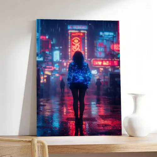 Vista 7 de Arte de pared de subcultura de niña neón – Póster estético de Cyberpunk Y2K – Lienzo retro futurista de moda callejera impresión lienzo póster arte
