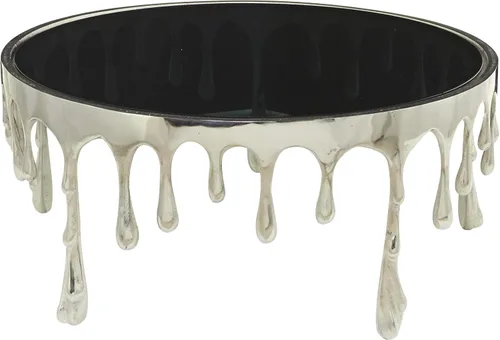 Vista 11 de Deco 79 Mesa de centro de metal de aluminio para sala de estar con patas de diseño fundido y parte superior de vidrio sombreado, mesa central de 36