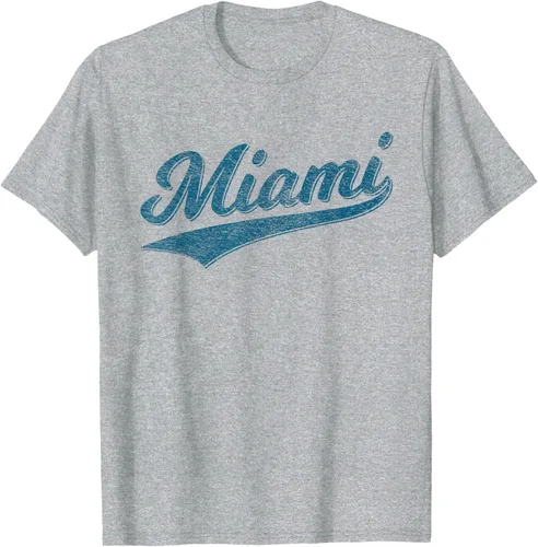 Vista 26 de Camiseta de estilo vintage de Miami Florida VARSITY SCRIPT Sports, gris, S