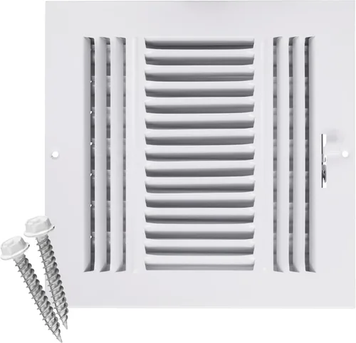 Vista 44 de HVAC Premium Rejilla de Suministro de Aire de 1 Vía de 10'' X 6'' - Tapa de Ventilación y Difusor - Cara Plana Estampada - Blanco