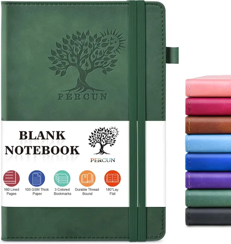 Vista 12 de PERCUN Diario en blanco para hombres y mujeres, 160 páginas en blanco para escribir, dibujar, cuaderno de bocetos, cuaderno de bocetos de cuero
