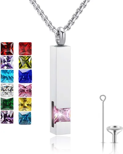 Vista 13 de YOUFENG collar con urna para cenizas, cubos de piedras natales, urna para cenizas humanas, collar de urna de cremación, relicario, recuerdo