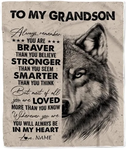 Vista 16 de Manta personalizada con texto en inglés «To My Grandson from Grandma Grandpa You Will Never Lose Lion Nison», manta de forro polar personalizada