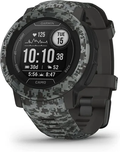 Vista 11 de Garmin Instinct 2 Solar, Edición Táctica, reloj resistente para exteriores con GPS, con capacidad de carga solar, construido para todos los Grafito