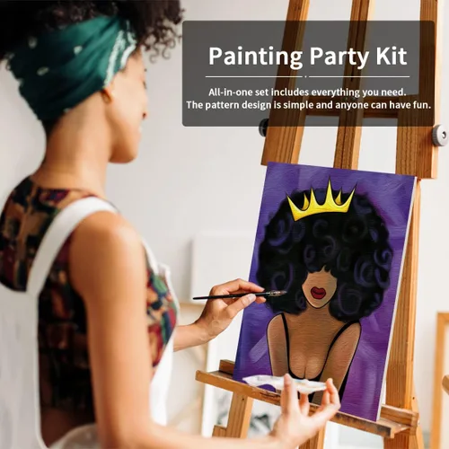Vista 3 de VOCHIC Kit de pintura en lienzo predibujado para pintar para adultos, kits de fiesta, pintura y sorbos, suministros de fiesta de 8 x 10 pulgadas