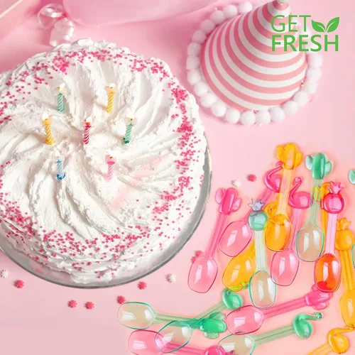 Vista 5 de GET FRESH Mini cucharas de helado de plástico – 27 piezas reutilizables coloridas pequeñas cucharas de plástico para niños – Mini cucharas