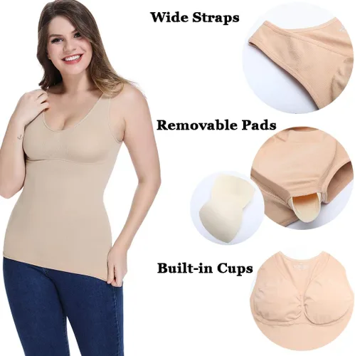 Vista 2 de JOYSHAPER Sujetador acolchado para mujer, con control de abdomen, sin costuras, de compresión, moldeador de cuerpo