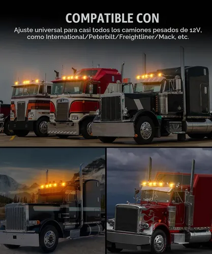 Vista 8 de Partsam 5 luces LED de repuesto para techo de 17 luces LED de repuesto para Kenworth Peterbilt Freightliner Mack de camiones resistentes