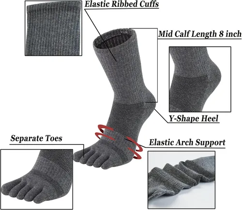 Vista 3 de Calcetines para hombre de 5 dedos de algodón atléticos para correr, paquete de 43