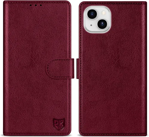 Vista 32 de ZZXX Funda tipo cartera para iPhone 14 Plus con bloqueo RFID, ranura para tarjetas, función atril, cierre magnético, funda protectora de cuero Negro
