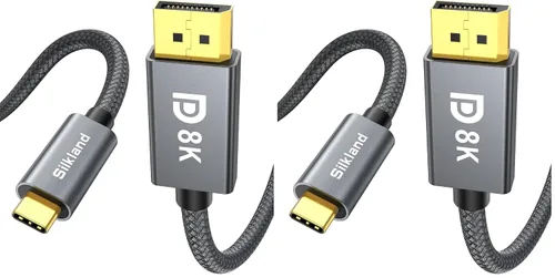 Vista 8 de Cable USB C a DisplayPort 1.4 Silkland 1 m [8K@60Hz, 4K@144Hz 120Hz, 2K@240Hz], Cable Tipo C a DP de 5K, [32.4 Gbps, Compatible con Thunderbolt 4/3]