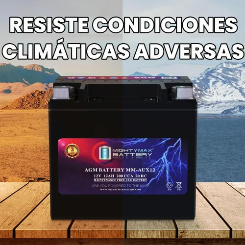 Vista 7 de Mighty Max Battery MM-AUX12 Batería Auxiliar 12 V 12 Ah, 20 RC, 200 CCA Batería AGM recargable para auto