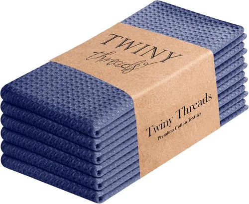Vista 38 de TWINY threads Juego de toallas de cocina con diseño de diamante, 100% algodón, trapos grandes y trapos de lavado, absorbentes de secado rápido