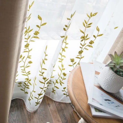 Vista 9 de Cortinas de lino bordadas marca Melodieux