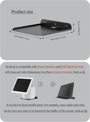 Vista 2 de Estante de montaje en pared para altavoces inteligentes compatible con Echo 4/5, Echo Show 5/8/10, Echo Studio, Pop, Homepod, Sonos, estante