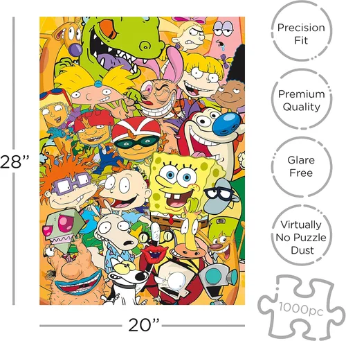 Vista 2 de AQUARIUS Nickelodeon - Rompecabezas de los años 90 (rompecabezas de 1000 piezas) – Mercancía y coleccionables con licencia oficial de Nickelodeon