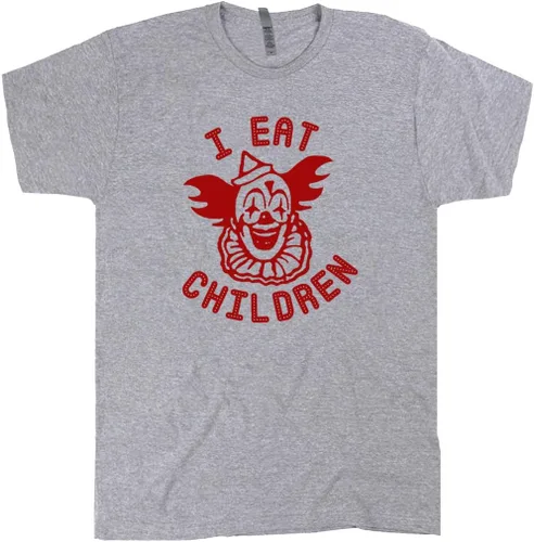 Vista 2 de Camiseta de payaso espeluznante, divertida camiseta de payaso aterrador, camisas divertidas para hombres y mujeres, camiseta ofensiva I Eat Children