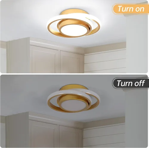 Vista 4 de CANEOE Lámpara de Techo LED Pequeña y Moderna, Dorada Redonda, Accesorios de Luz de Pasillo para Techos, Lámparas de Techo Interiores para Pasillo
