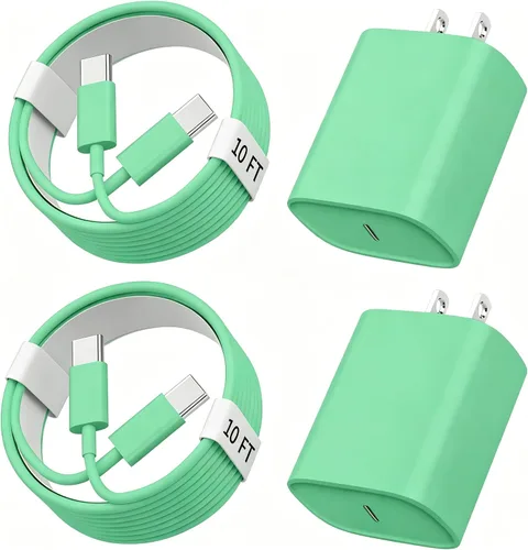 Vista 17 de Cargador para iPhone 17, 16, 15, carga rápida, cable de carga USB C de 10 pies de largo con bloque de carga rápida de teléfono tipo C de 20 W
