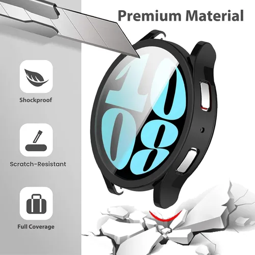 Vista 3 de Miimall [Paquete de 2] Funda compatible con Samsung Galaxy Watch 6, ultrafina, a prueba de golpes, con protector de pantalla, accesorios para Galaxy