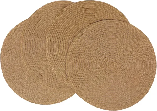Vista 17 de SHACOS Juego de 4 manteles individuales redondos lavables de 15 pulgadas, de algodón, poliéster, trenzados, para mesa de comedor, boda, decoración
