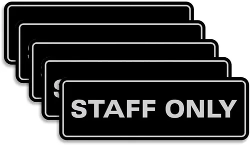 Vista 55 de All Quality Letrero estándar para pared o puerta Fácil instalación Señales de trabajo de oficina Seguridad mejorada – Negro – Pequeño