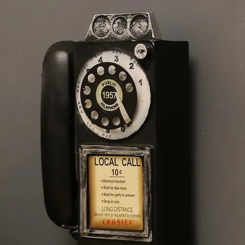 Vista 3 de Teléfono antiguo - Esfera giratoria modelo de teléfono fijo vintage resina accesorios de teléfono 2.95 pulgadas de largo x 3.74 pulgadas de ancho x