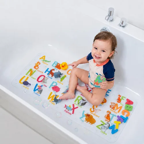 Vista 2 de Bonita alfombra de baño antideslizante de dibujos animados para bañera, tapete antideslizante para bañera para niños, tapete de ducha antideslizante