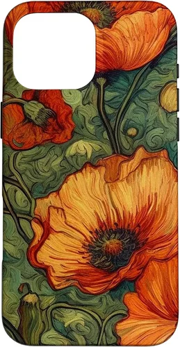 Vista 19 de iPhone 16 Floral Van Gogh Style Poppy Flower Case
