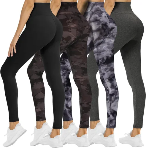 Vista 84 de NexiEpoch - Paquete de 4 leggings suaves para mujer, con bolsillos, control de abdomen y cintura alta, pantalones capri para yoga y ejercicio