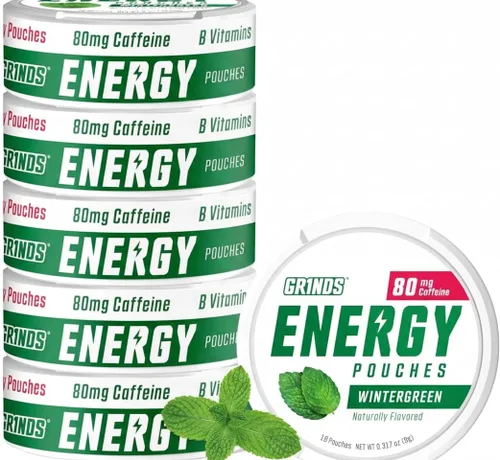 Vista 8 de Bolsas de energía Grinds - Bolsas de cafeína natural - Contiene vitaminas B, sin azúcar y 0 calorías - 80 mg de cafeína en cada bolsa - Genciana