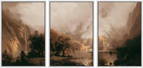Vista 45 de SIGNWIN Lienzo enmarcado para pared, juego de arte de acuarela pastel, paisaje marrón, naturaleza, naturaleza salvaje, ilustraciones modernas, arte