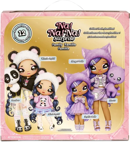 Vista 5 de Na Na Na Surprise Family Fashion Dolls Multipack - 2 muñecas, gatito para mascotas, accesorios