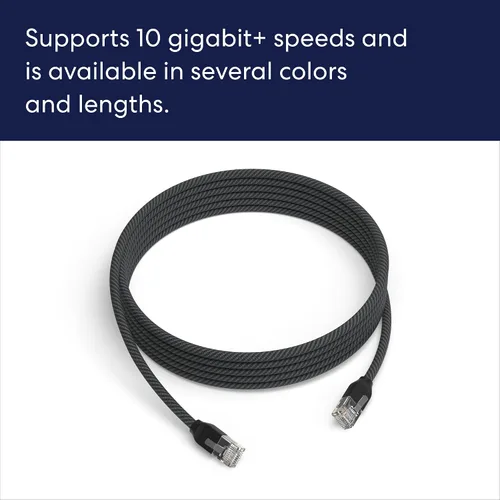 Vista 3 de Cable Ethernet Amazon eero CAT6a: Admite velocidades de más de 10 gigabits, 10 pies, paquete de 1, negro titanio Titanium Black