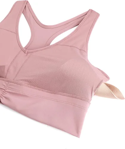 Vista 5 de CRZ YOGA Ulti-Dry - Brasier deportivo con cuello en V fruncido para mujer, espalda cruzada, acolchado, de corte bajo, para yoga, camiseta sin mangas