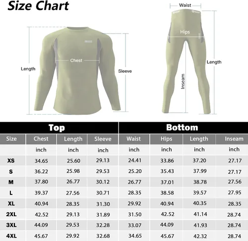 Vista 6 de Thermal Underwear for Men Long Johns Set with Fleece Lined Winter Hunting Gear Warm Base Layer Sport Top Bottom