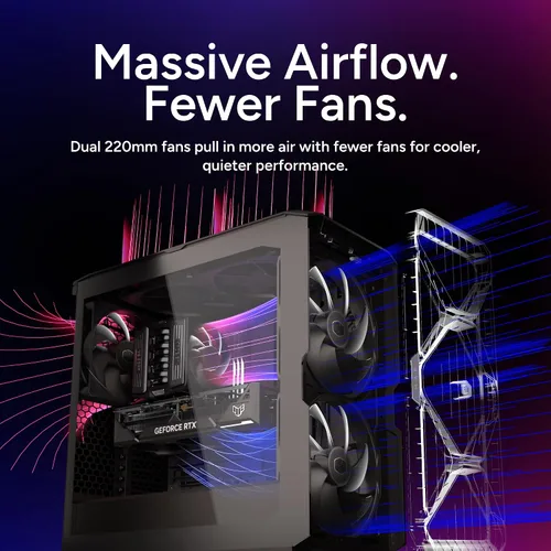 Vista 10 de Cooler Master HAF II 500 ATX PC Case, High Airflow Dual 220mm + 180mm Fans