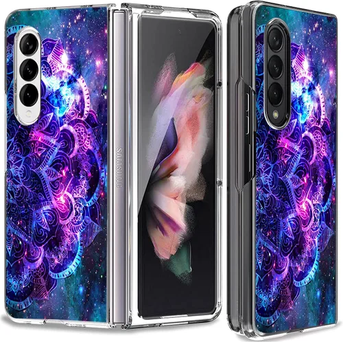 Vista 14 de Bcov Funda para Galaxy Z Fold 3 5G, atrapasueños, espacio de flores, antiarañazos, sólida, funda protectora a prueba de golpes para Samsung Galaxy Z