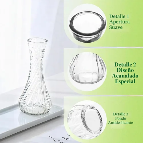 Vista 6 de Hewory Juego de 12 jarrones de cristal pequeños para flores, jarrones transparentes a granel, bonitos jarrones de vidrio para centros de mesa, mini