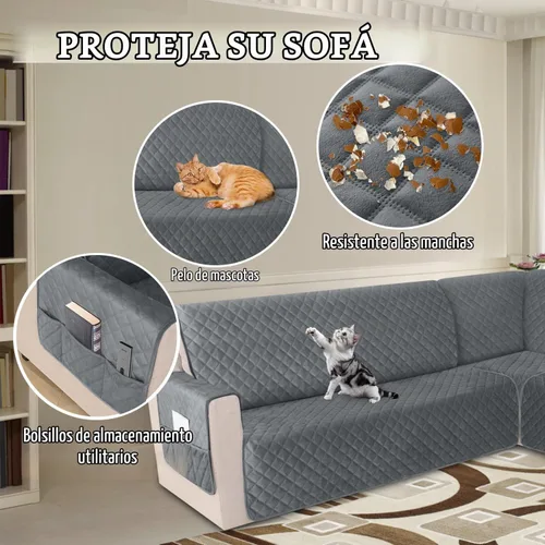 Vista 5 de HDCAXKJ Funda impermeable para sofá modular esquinero, de terciopelo en forma de L, para mascotas, perros, suave, resistente, en forma de U, juego