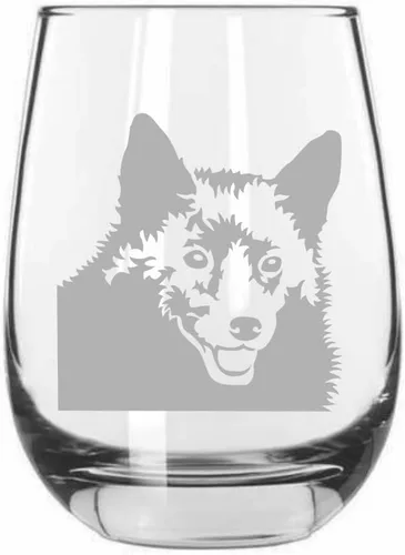 Vista 466 de Shar Pei (chino) - Vaso de vino sin tallo grabado para perro, 15.25 onzas