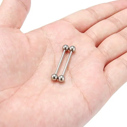 Vista 4 de SCERRING Piercing de titanio de grado 23 con rosca externa para pezón, retenedor de piercing 14G y 16G, se vende por par